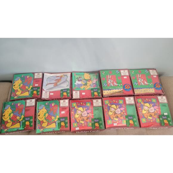 Vintage 1999 Cleo Disney Winnie the Pooh & Looney Tunes Christmas Cards NWT - Picture 2 of 16
